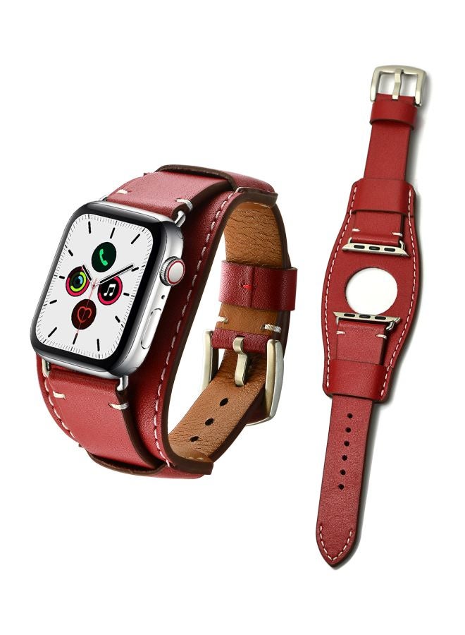 Perfii - Replacement Band For Apple Watch Series 5/4/3/2/1 44/42 mm Wine Red - Image 1
