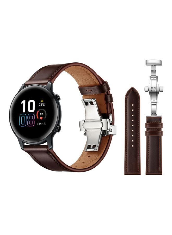 Perfii Replacement Band For Honor MagicWatch 2 42mm Dark Brown/Silver - Image 2
