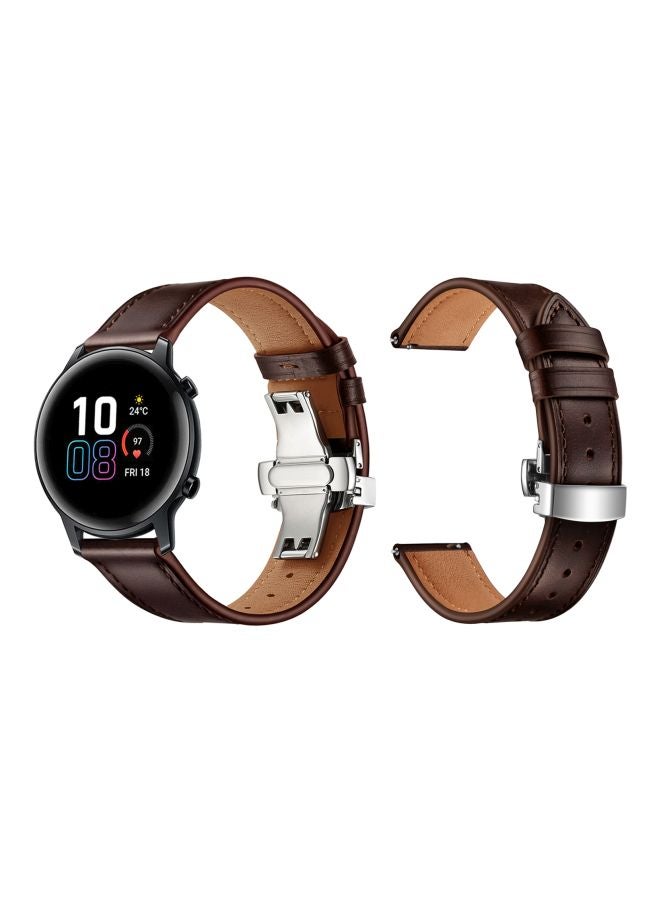 Perfii Replacement Band For Honor MagicWatch 2 42mm Dark Brown/Silver - Image 3