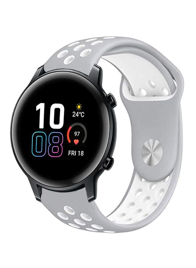 Perfii Replacement Band For Honor MagicWatch 2 42mm Silver/White - Image 1