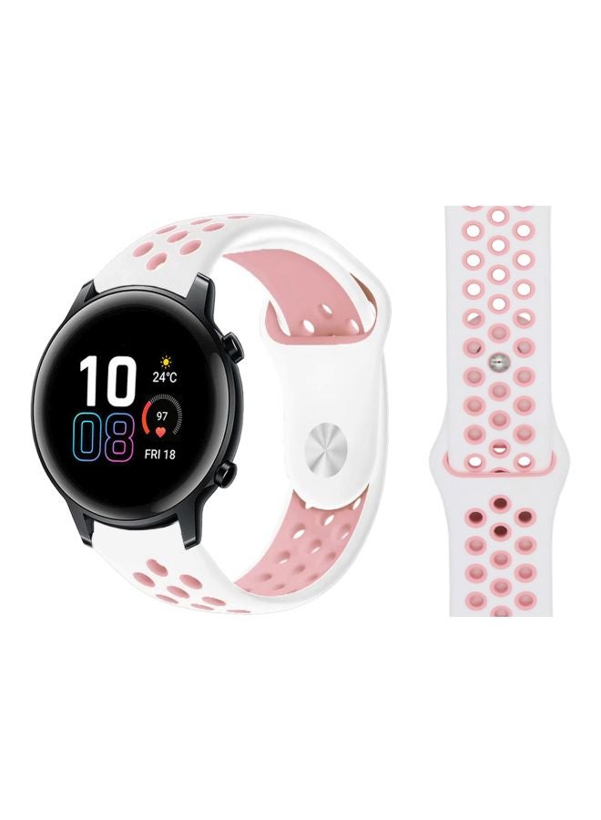 Perfii Replacement Band For Honor MagicWatch 2 42mm White/Light Pink - Image 2