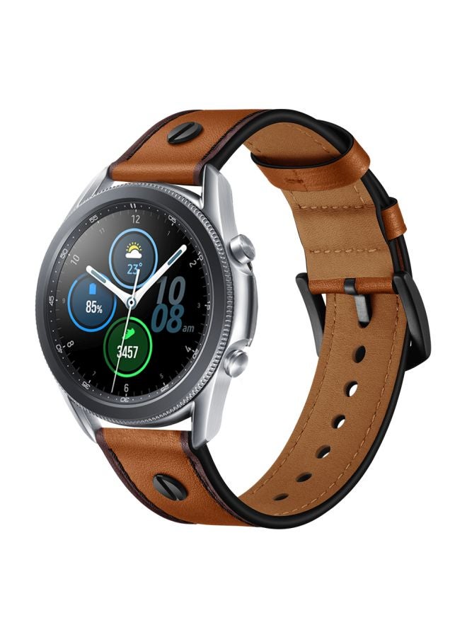 Perfii Replacement Band For Samsung Galaxy Watch3 45mm Brown  - Image 2