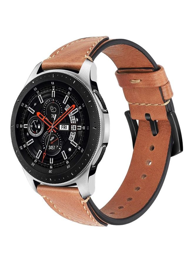 Perfii Nail Leather Replacement Band For Samsung Galaxy Watch 46 mm Coffee Brown - Image 1