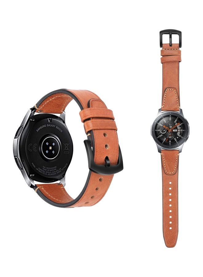 Perfii Nail Leather Replacement Band For Samsung Galaxy Watch 46 mm Coffee Brown - Image 2