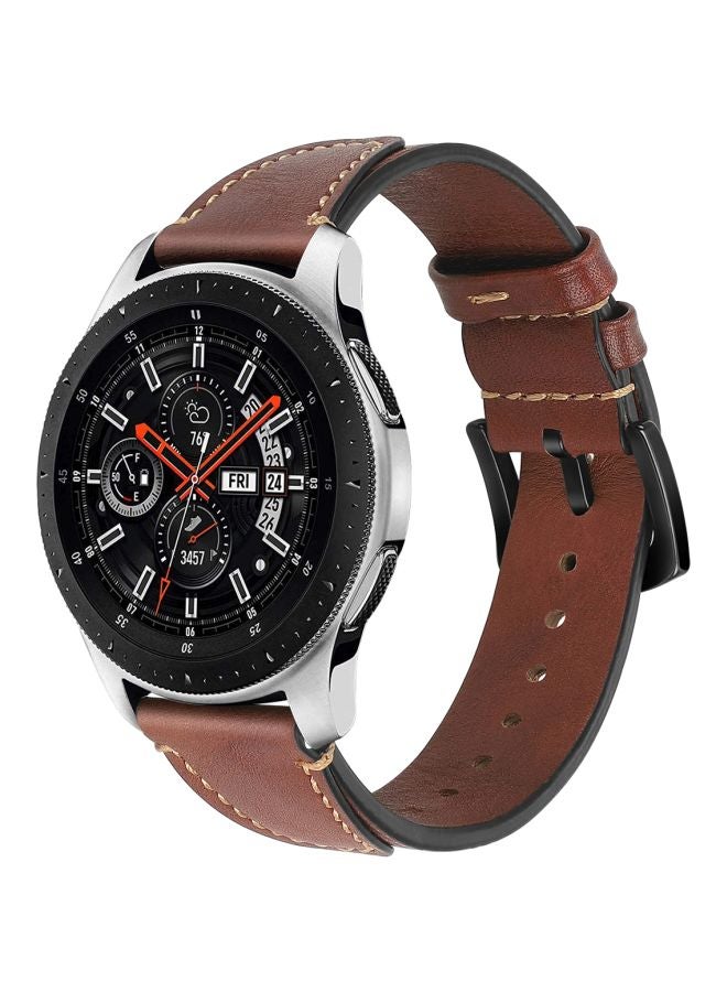 Perfii Nail Leather Replacement Band For Samsung Galaxy Watch 46 mm Brown - Image 1
