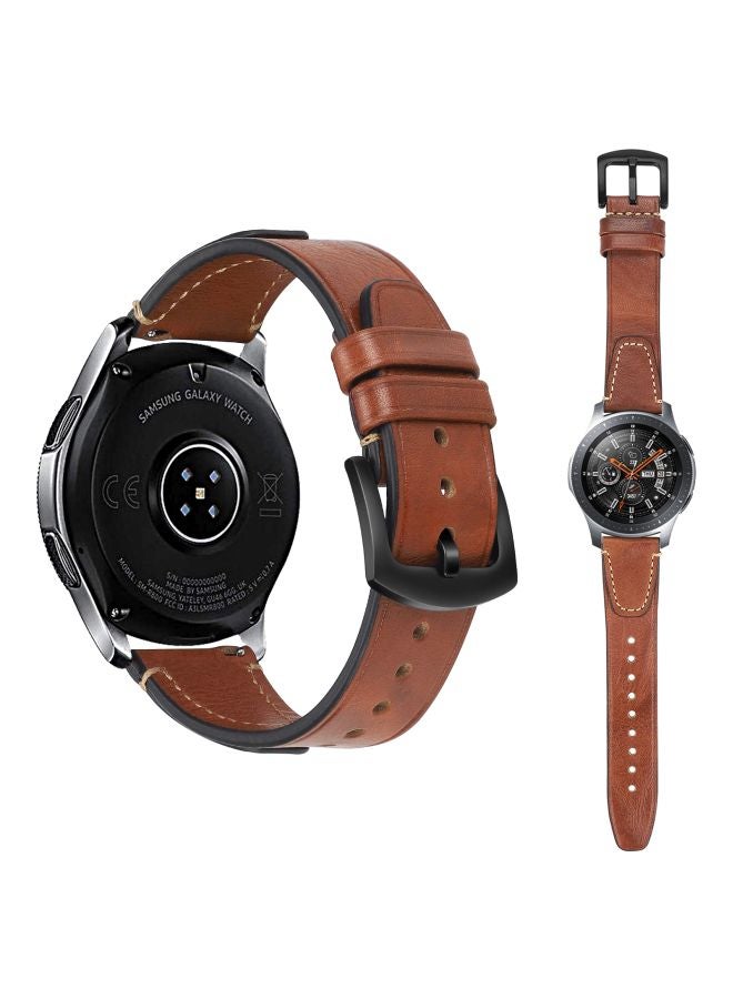 Perfii Nail Leather Replacement Band For Samsung Galaxy Watch 46 mm Brown - Image 2