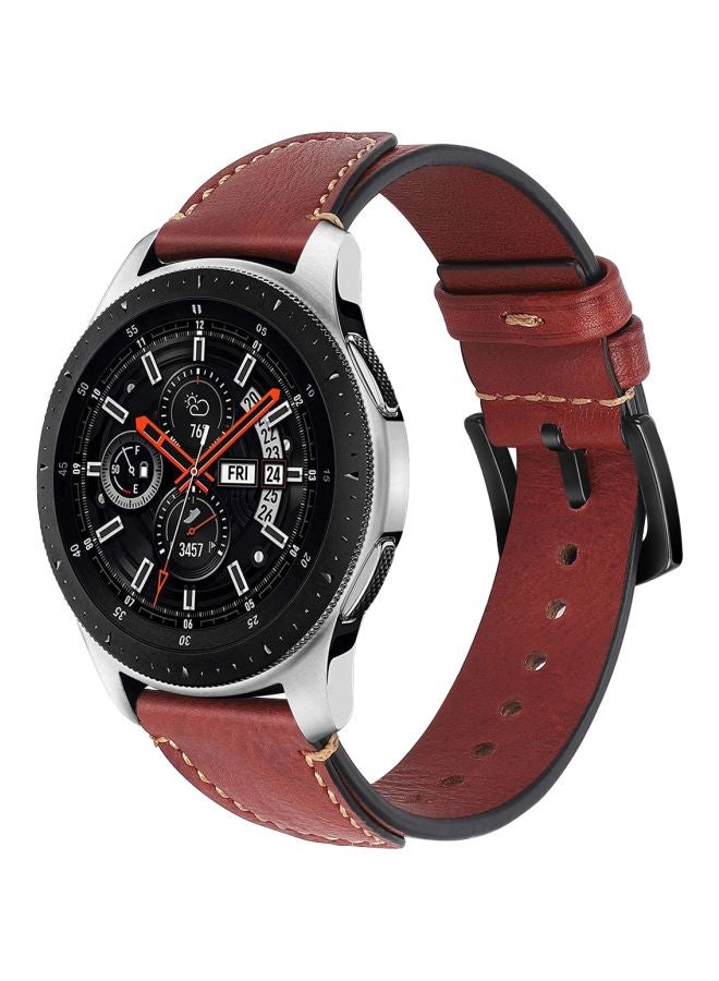 Perfii Nail Leather Replacement Band For Samsung Galaxy Watch 46 mm Wine Red - Image 1