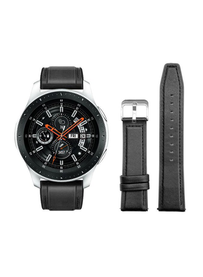 Perfii Leather Replacement Band For Samsung Galaxy Watch 46 mm Black - Image 2