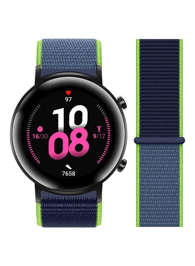 Perfii Replacement Band For Huawei Watch GT 2 42mm Blue/Neon Lime Green - Image 2
