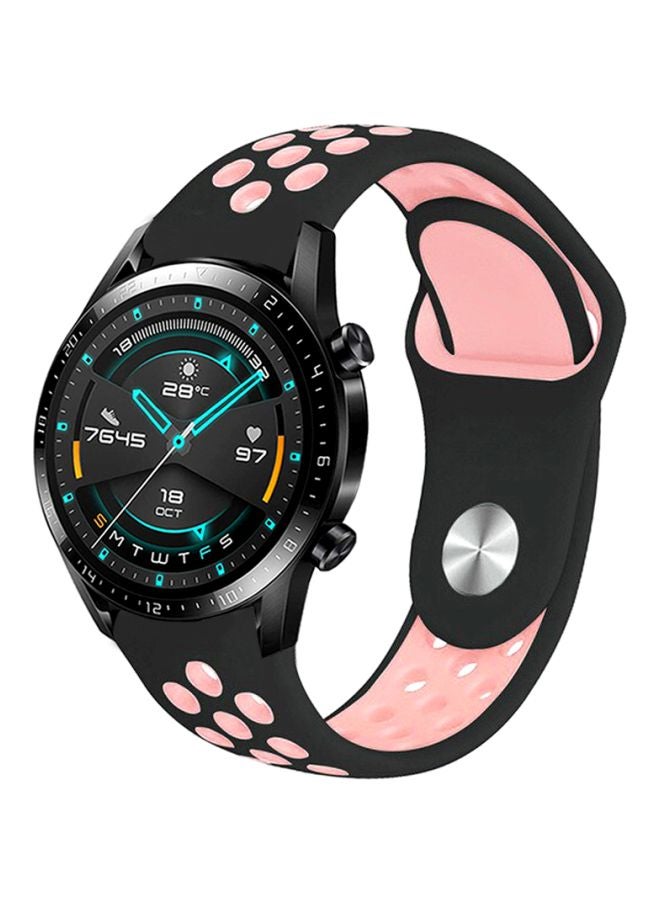 Perfii Replacement Band For Huawei Watch GT 2 46mm Black/Light Pink - Image 1