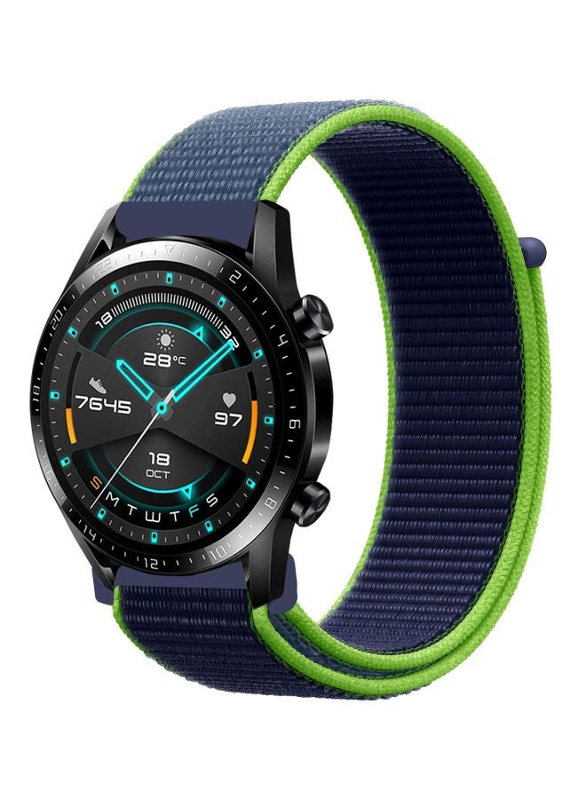 Perfii Replacement Band For Huawei Watch GT 2 - 46mm Blue/Neon Lime Green - Image 1