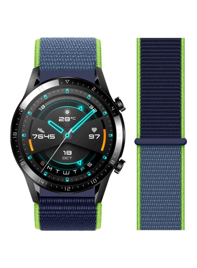 Perfii Replacement Band For Huawei Watch GT 2 - 46mm Blue/Neon Lime Green - Image 2