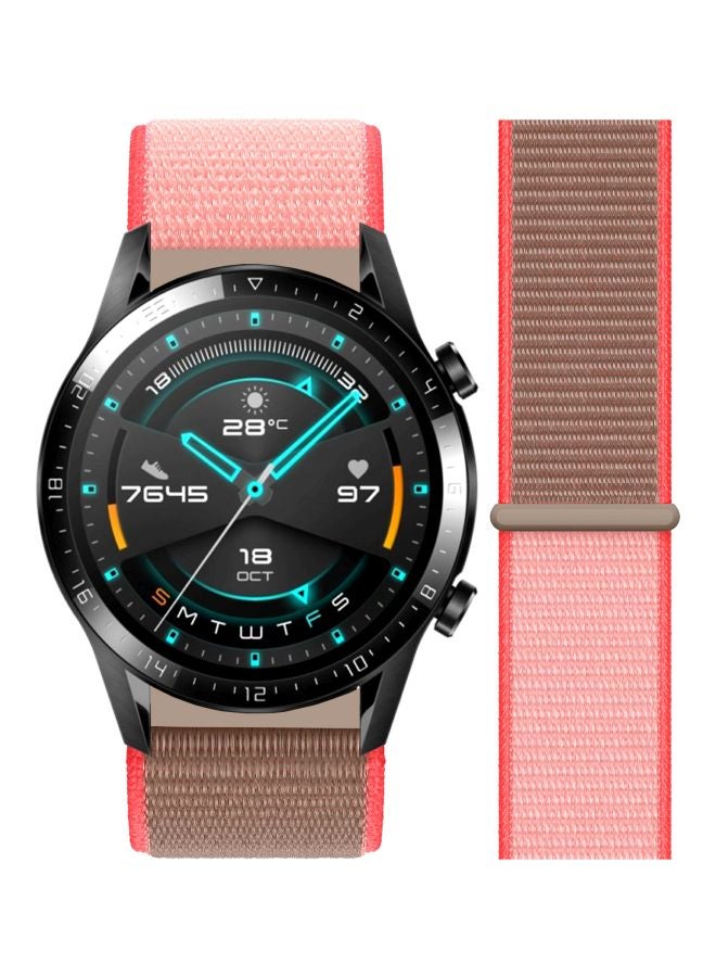 Perfii Replacement Band For Huawei Watch GT 2 - 46mm Neon Pink/Beige - Image 2