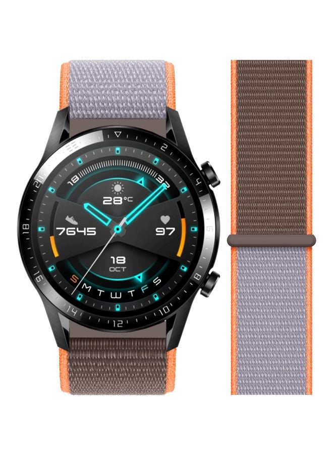 بيرفيي سوار بديل لساعة هواوي GT 2  مقاس - 46 مم رمادي / بني / برتقالي - Image 2