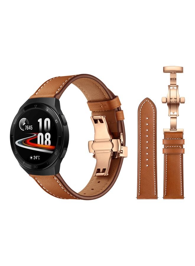 Perfii Replacement Band For Huawei Watch GT 2e - 46mm Brown/Rose Gold  - Image 2