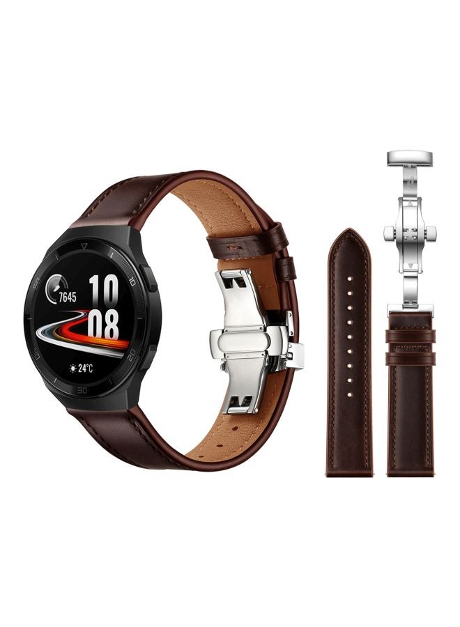 Perfii Replacement Band For Huawei Watch GT 2e - 46mm Dark Brown/Silver  - Image 2