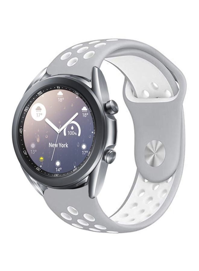 Perfii Replacement Band For Samsung Galaxy Watch3 41mm Silver/White - Image 1