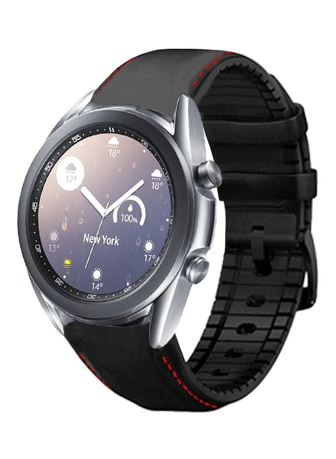 Perfii Replacement Band For Samsung Galaxy Watch3 41mm Black/Red Stitch - Image 2