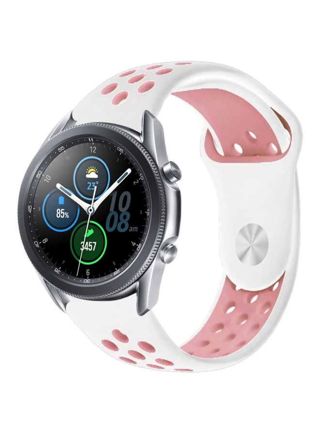Perfii Replacement Band For Samsung Galaxy Watch 3 45mm White/Light Pink - Image 1