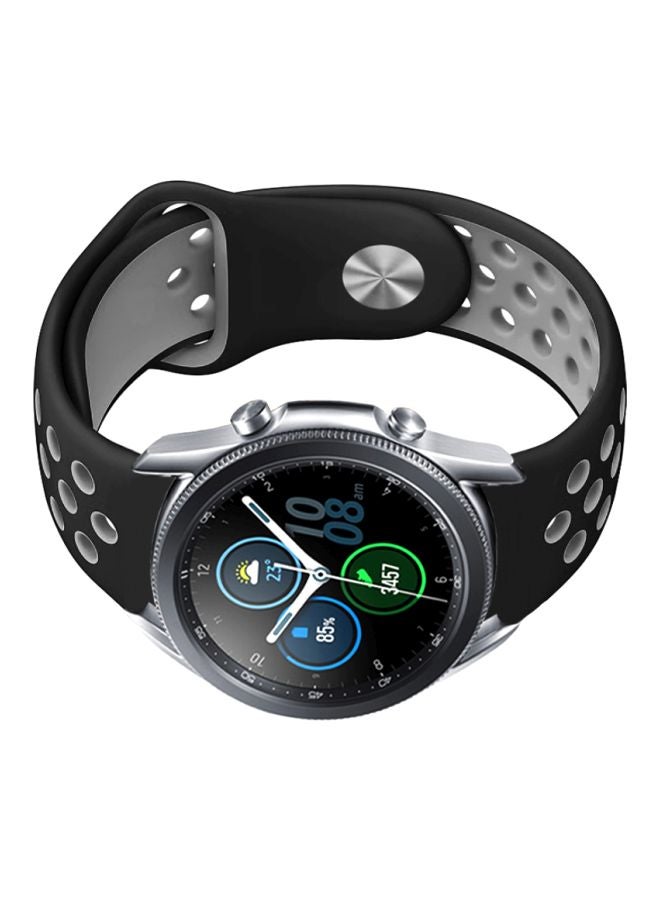 Perfii Silicone Replacement Band For Samsung Galaxy Watch 3 45mm Black/Cool Grey - Image 2