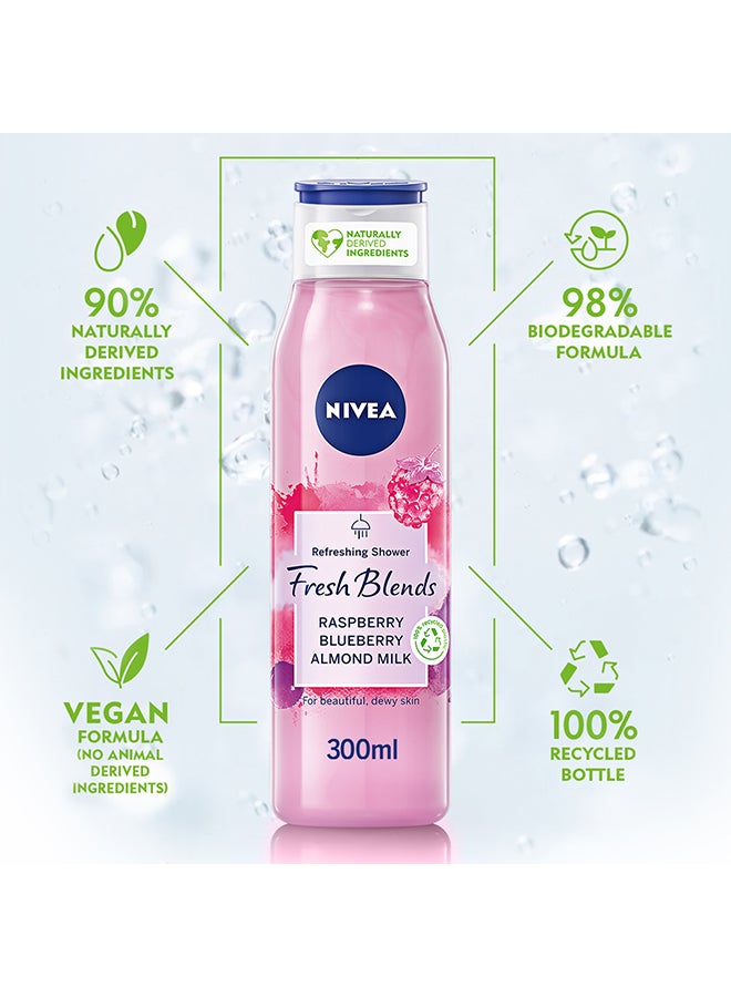 Nivea Fresh Blends Refreshing Shower Gel Raspberry Blueberry Almond Milk 300ml  - Image 3