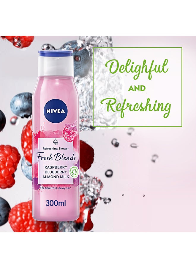 Nivea Fresh Blends Refreshing Shower Gel Raspberry Blueberry Almond Milk 300ml  - Image 4