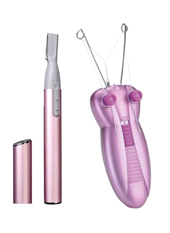 جوندلي آلة كهربائية لإزالة الشعر باستخدام الخيط مع طقم تهذيب الشعر من Micro Touch وردي  - Image 1