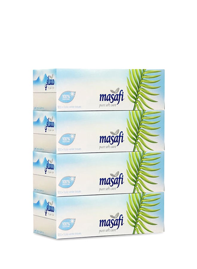 Masafi Facial Tissues - Pack of 4 (4 x 200 x 2 Ply) 