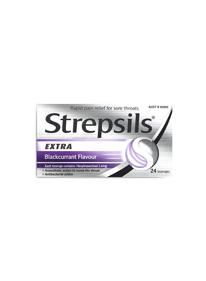 Strepsils - Extra Strength Blackcurrant 24 Lozenges - Image 1