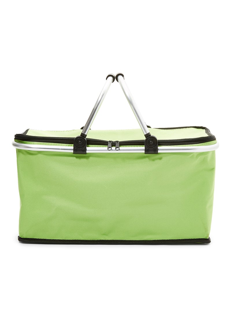Folding Insulated Cooler Hamper Zip Hand Bag Green 48 x 28 x 24centimeter - Image 1