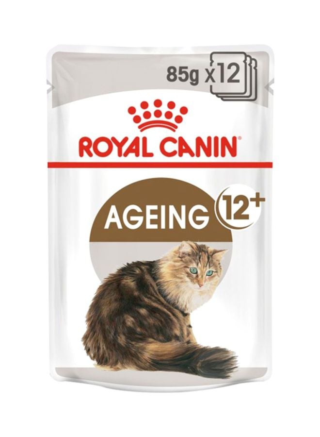 رويال كانين مجموعة أكياس طعام رطب في مرق للتغذية الصحية للقطط المُعمِّرة الأكبر من 12 سنة، 85 جم، من 12 كيساً - Image 1