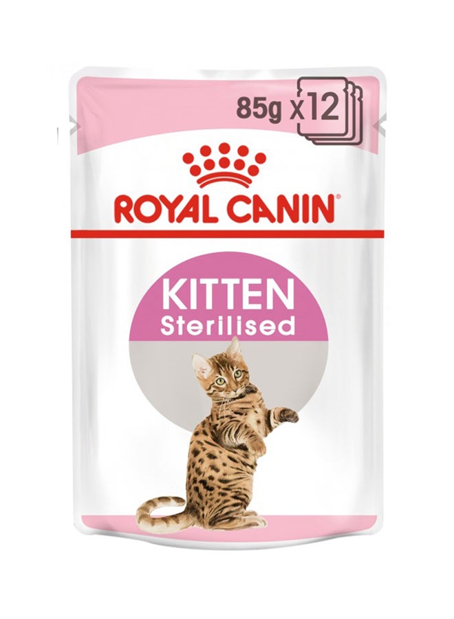 ROYAL CANIN Feline Health Nutrition Kitten Sterilisedgravy Wet Food Pouches 85g Pack Of 12  - Image 1