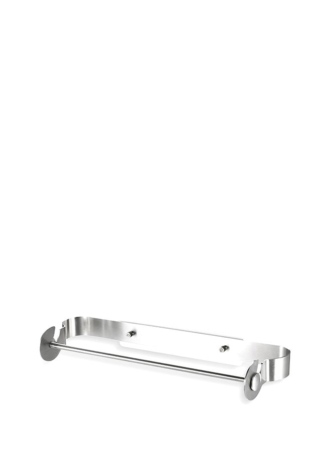 Wall Mount Paper Towel Holder With Glue Strip Sticker Silver 35.3x5x10.2cm  - Image 1