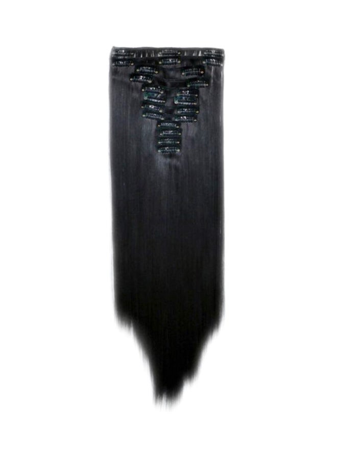 12-Piece Long Straight Hair Extension Black 60cm