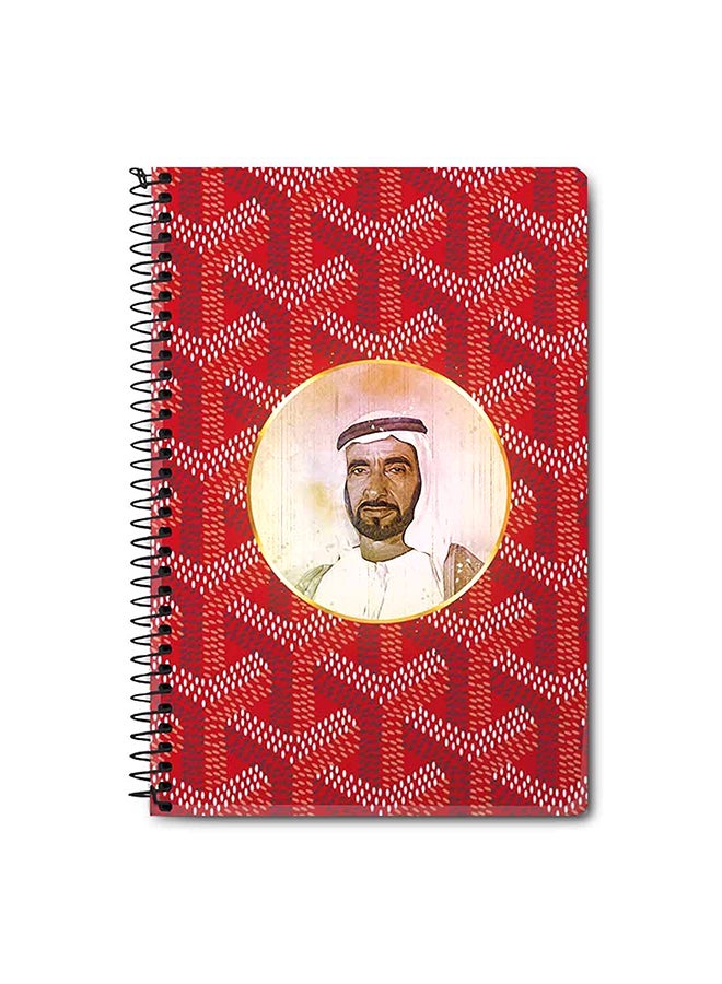 Stylizedd The Wise Sheikh Zayed A5 Spiral Notebook Red/White