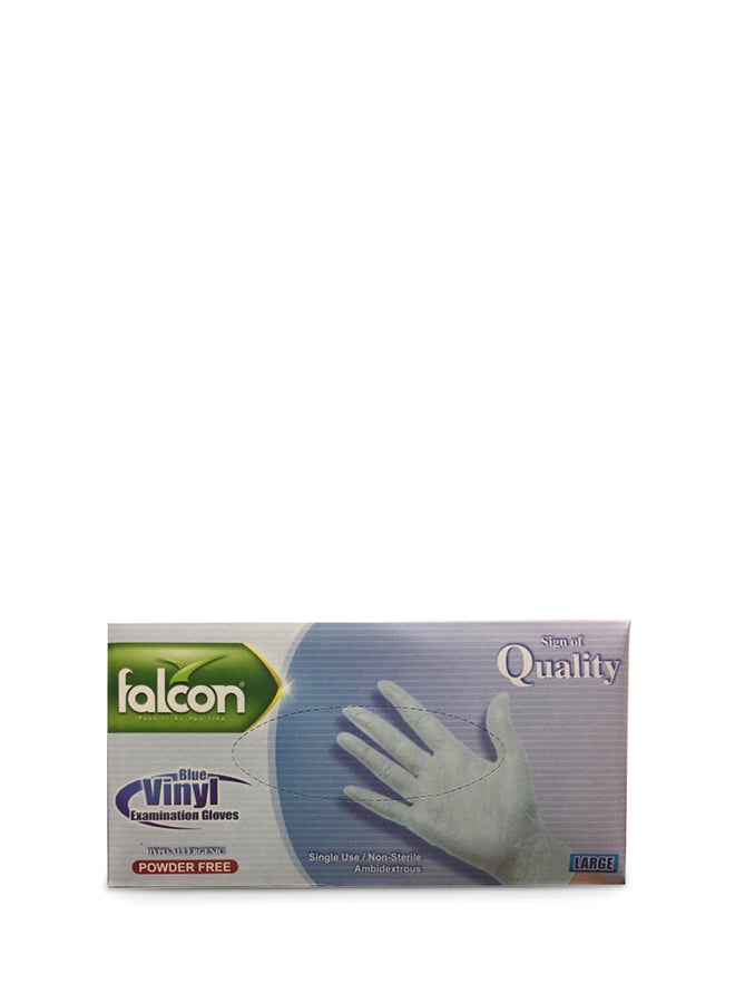 Falcon 100-Piece Powder Free Vinyl Examination Gloves Blue Large  - Image 1
