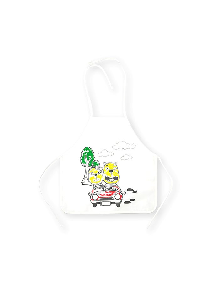 4-Piece Markers With Kids Apron White