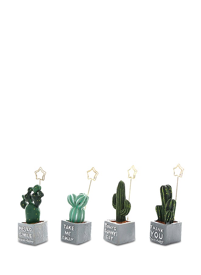 Generic 4-Piece Mini Table Plant Cute Cactus Memo Clip Holder Set Multicolour 