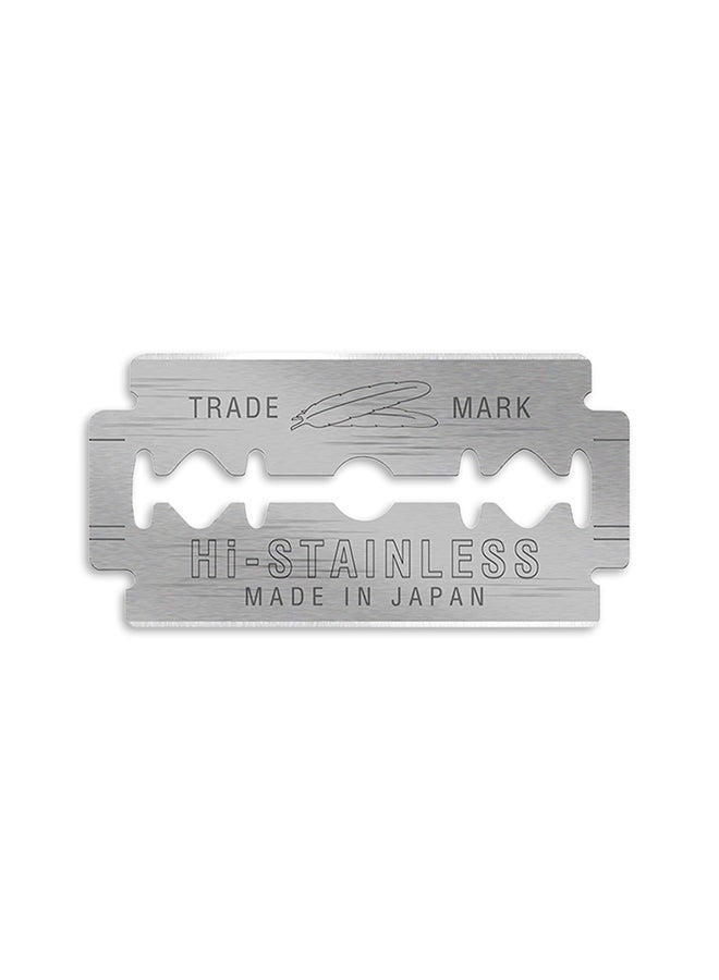 فيذر 100 شفرة من الستانلس عالي الجودة بحافة مزدوجة فضي - Image 1