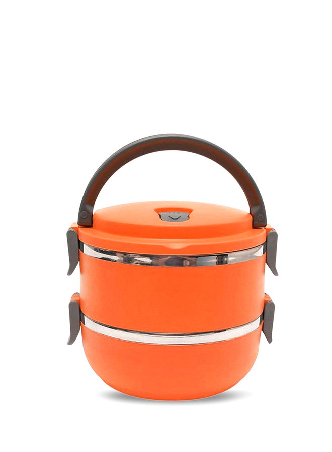2-Layer Insulated Food Container Lunch Box Orange/Grey 