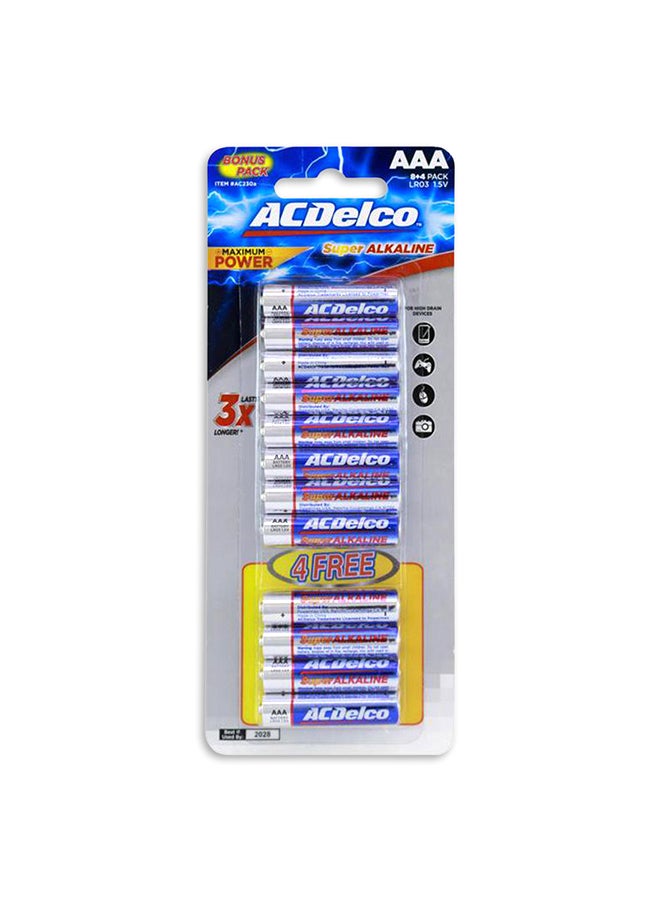Ac Delco Pack Of 12 Super Alkaline Battery Blue/Silver 