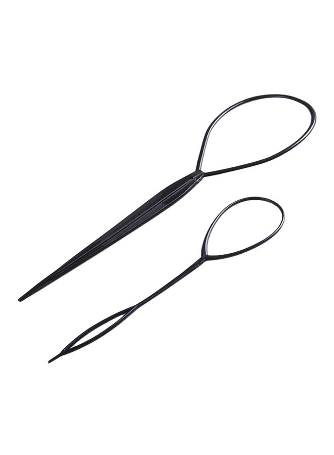 مجموعة أداة تصفيف الشعر بشكل ذيل الحصان مكونة من قطعتين أسود