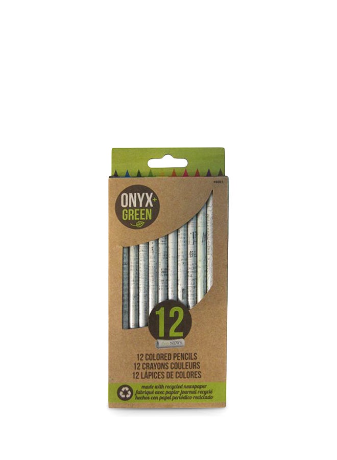 Colored Pencils made of Recycled Newspaper Sharpened Eco Friendly Pack of 12 Multicolour