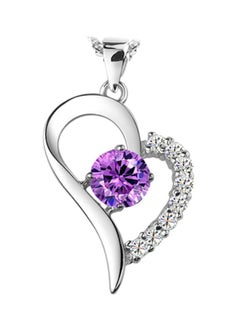 Love Heart Designed Rhinestone And Zircon Studded Pendant Necklace - v1602343061/N40848593A_1