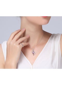 Love Heart Designed Rhinestone And Zircon Studded Pendant Necklace - v1602343062/N40848593A_3