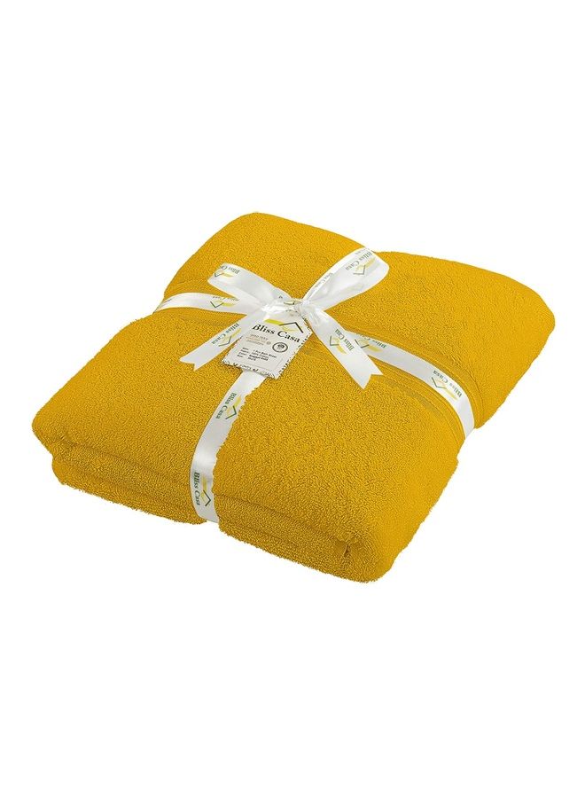 Bliss Casa Bliss Casa 1-Piece Bath Sheet, 100% Combed Cotton 550 GSM Superior Quality Towels, Quick Dry Highly Absorbent, Thick, Soft and Hotel Bathroom Towels for Bath and Spa 90x180 cm Yellow 80x190cm  - Image 2