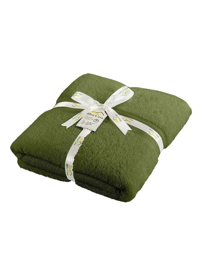 Bliss Casa Bliss Casa 1-Piece Bath Sheet, 100% Combed Cotton 550 GSM Superior Quality Towels, Quick Dry Highly Absorbent, Thick, Soft and Hotel Bathroom Towels for Bath and Spa 90x180 cm Army Green 80x190cm  - Image 2
