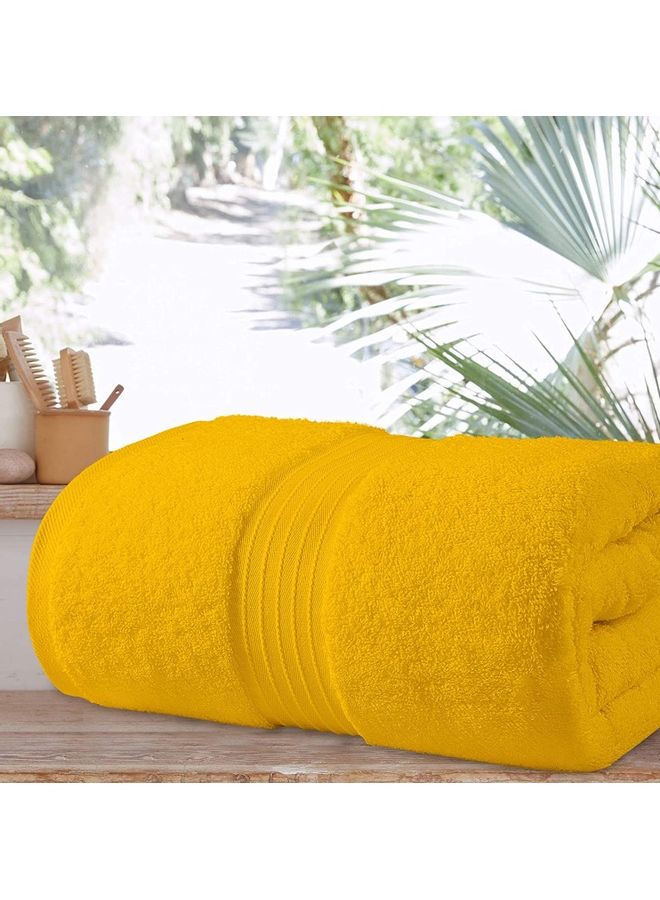 Bliss Casa Bliss Casa 1-Piece Bath Sheet, 100% Combed Cotton 550 GSM Superior Quality Towels, Quick Dry Highly Absorbent, Thick, Soft and Hotel Bathroom Towels for Bath and Spa 90x180 cm Yellow 80x190cm  - Image 3