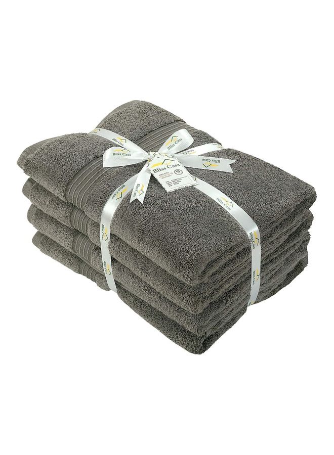 Bliss Casa - Bliss Casa 4-Piece Bath Towels, 100% Combed Cotton 550 GSM Superior Quality, Quick Dry Highly Absorbent Thick Soft Hotel Towles for Bath And Spa Bathroom Towel Set Grey 70x140cm Grey 70x140cm - Image 1