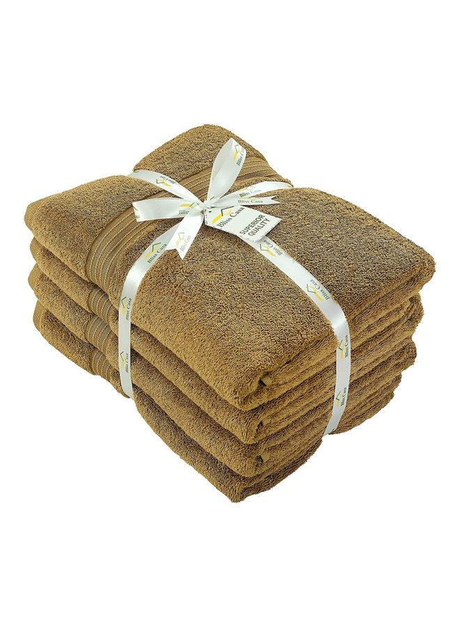 Bliss Casa Bliss Casa 4-Piece Bath Towels, 100% Combed Cotton 550 GSM Superior Quality, Quick Dry Highly Absorbent Thick Soft Hotel Towles for Bath And Spa Bathroom Towel Set Beige 70x140cm Beige 70x140cm  - Image 2